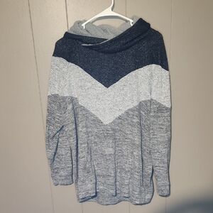Maurices Chevron Colorblock Hooded Sweater in Dark Gray and Light Gray